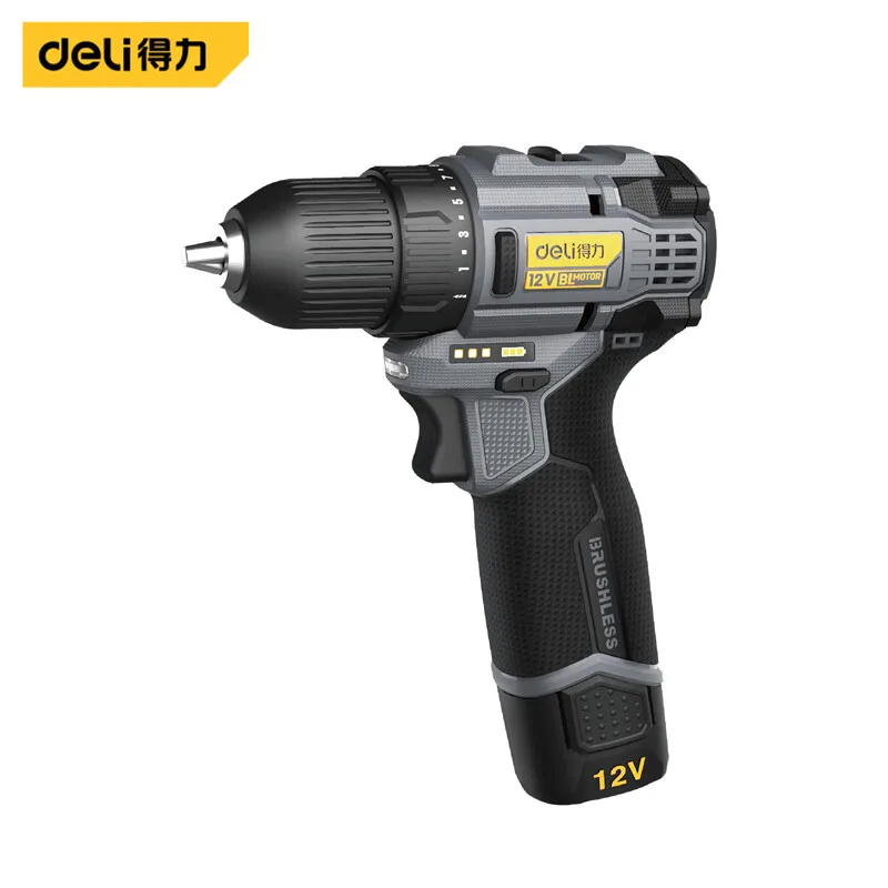 

Deli cordless electric screwdriver with brushless charging drill 12V lithium battery drill electric tool【single battery model】