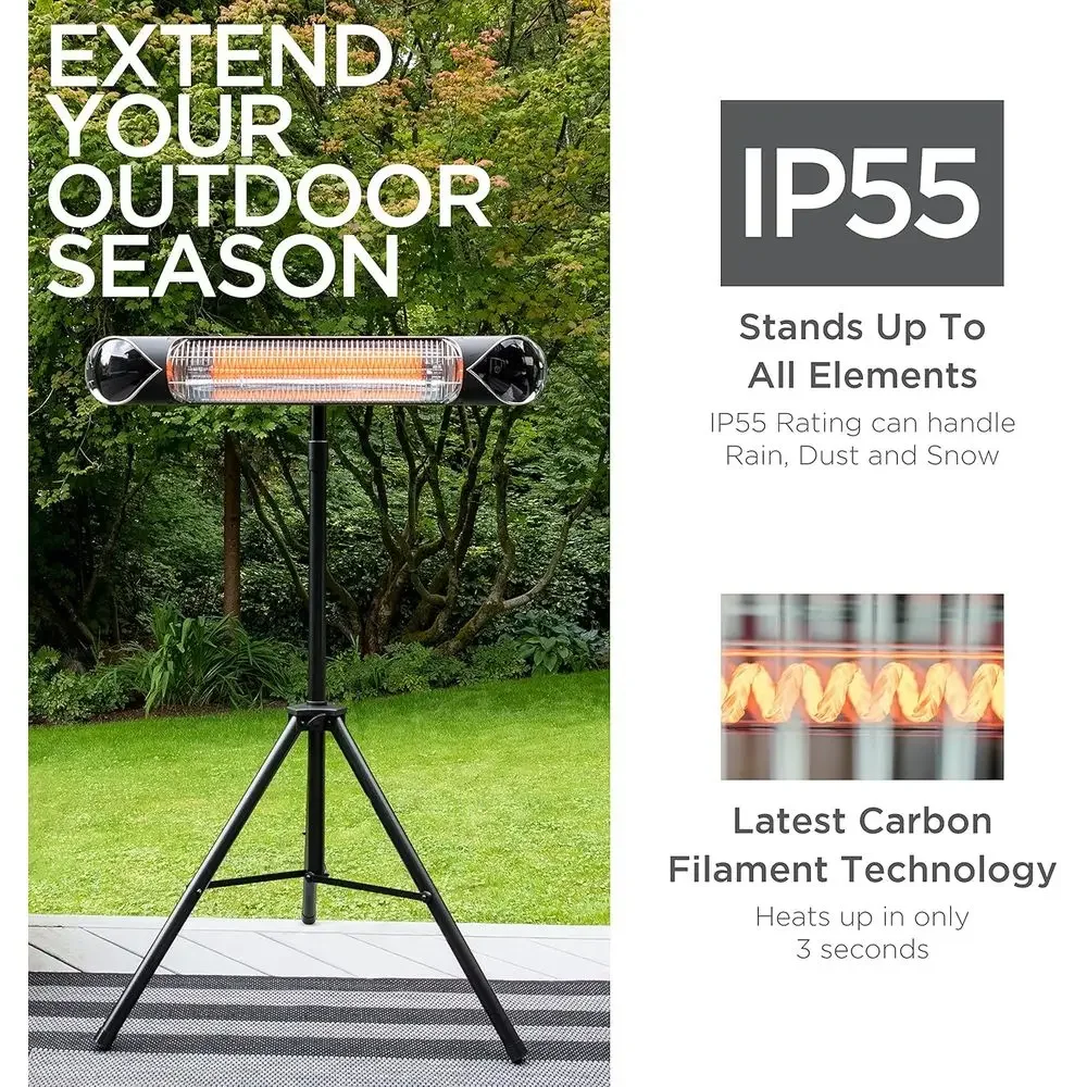 1500W Infrared Portable Heater - Ideal for Patio, Indoor or Outdoor Use with Stand and Wall/Ceiling Mount Options