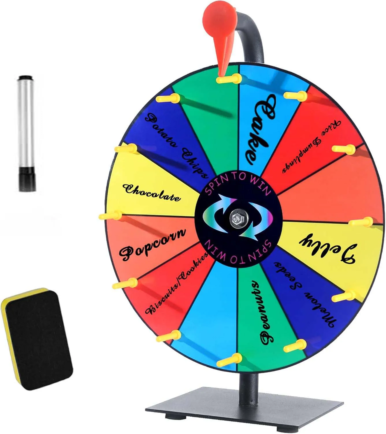 12 Inch Spin Wheel Prize Wheel with 12 Slots,Heavy Duty Base and Stand,Ideal for Carnival Events Home Parties
