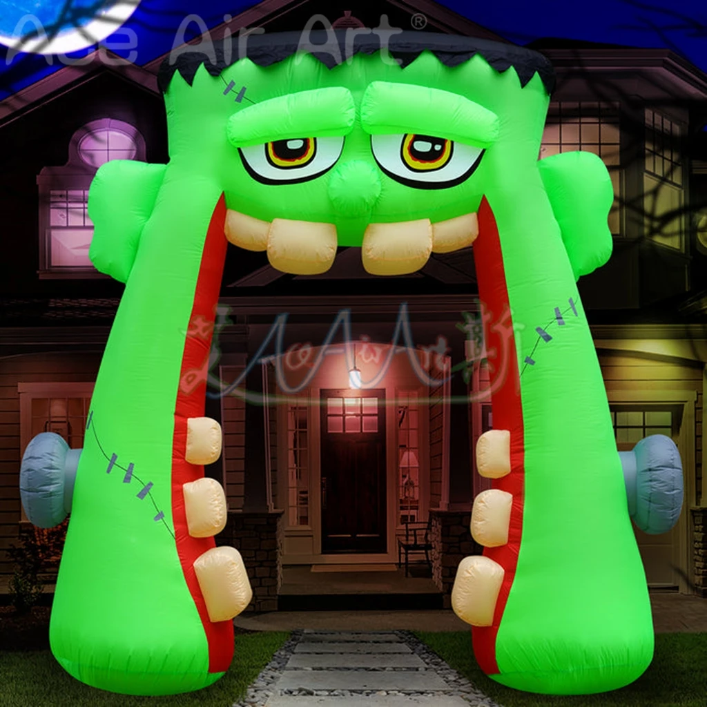 

4x4mH Inflatable Halloween Monster Mouth Archway Entrance with Led Lights and Air Blower for Outdoor Decoration