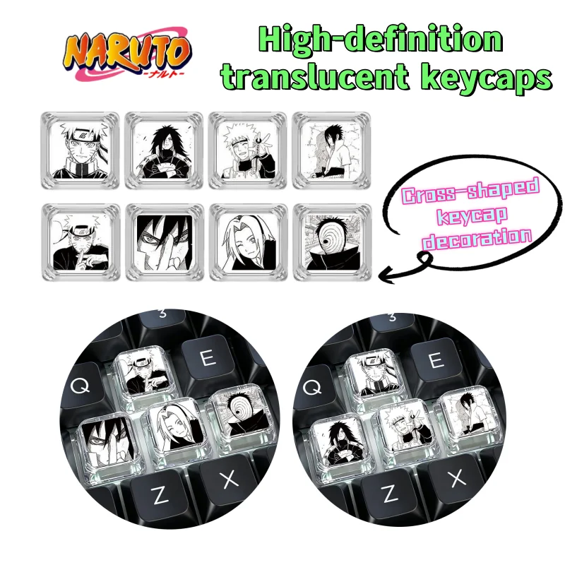 New NARUTO Uzumaki Naruto Gaara Creative Personality Cross Shaft Transparent Key Cap High Color Value Animation Cartoon Key Cap