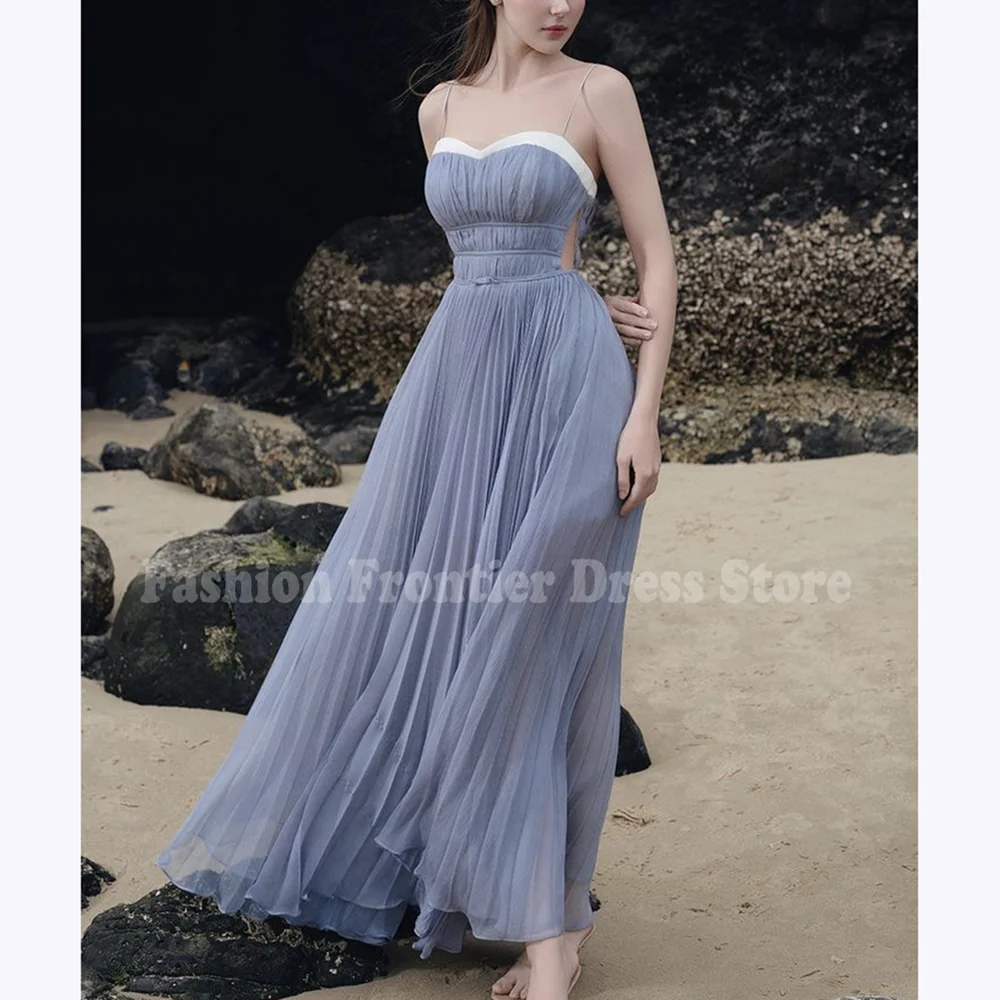 

Fashion Spaghetti Straps Prom Dresses Elegant Sweetheart Ankle Length A-Line Dress Special Occasions Evening Party Gowns