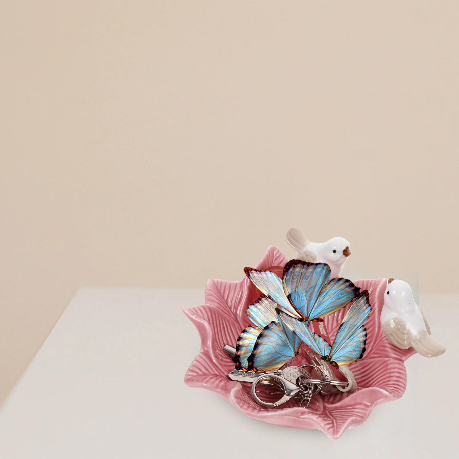 

Ceramic Jewelry Organizer Flower Bird Pattern Multi Functional Desktop Storage Earrings Necklaces Jewelry Plate