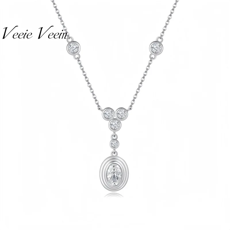

Veeie Veein Luxury Brand S925 Sterling Silver Necklace With Moissanite Pendant High-End Silver Accessory For Women