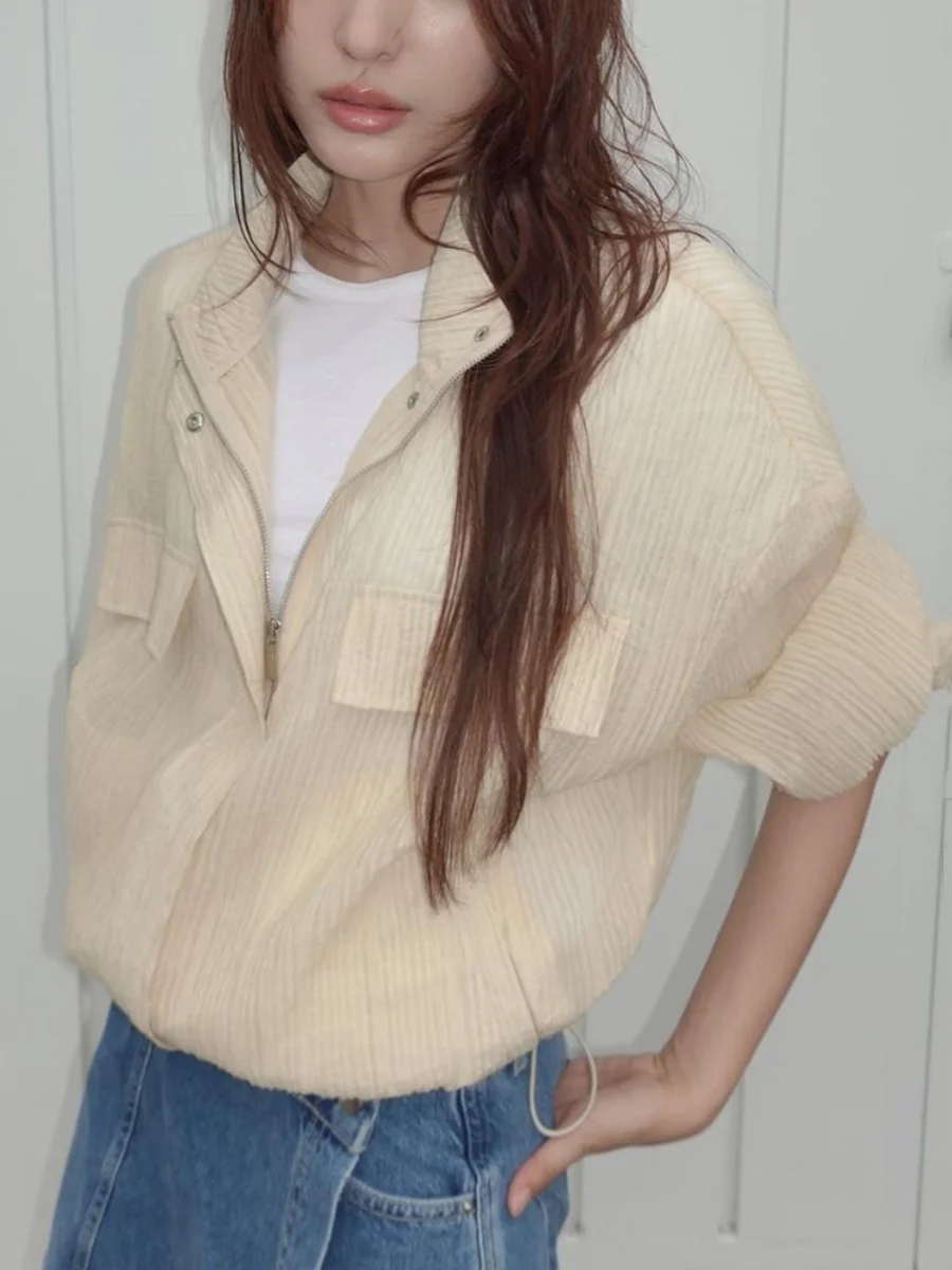 

Удобная женская верхняя одежда на молнии Sve Long, Новое поступление, летняя универсальная свободная посадка для поездок на работу, 00% другие материалы