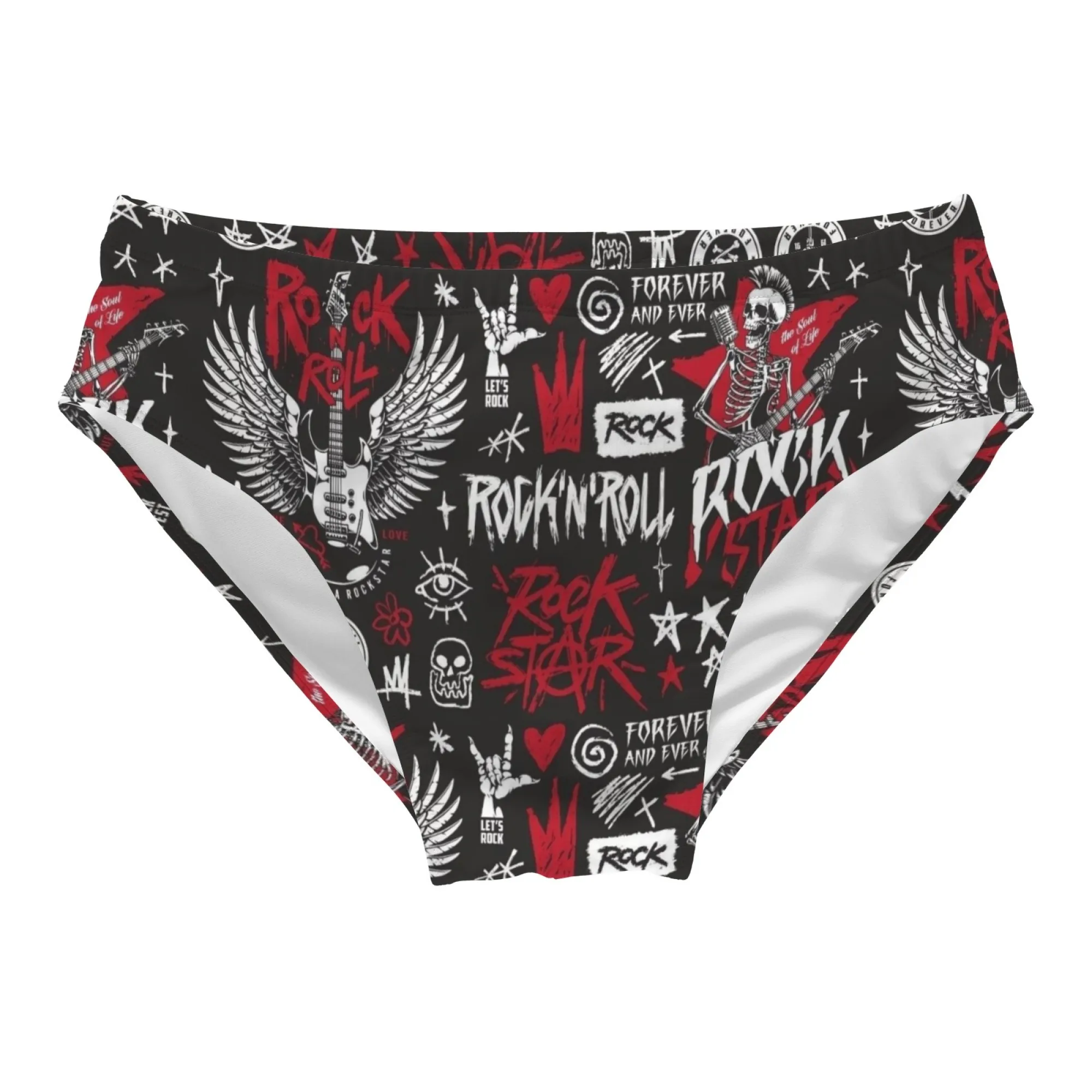 Rock Roll Skull Trunks Quick-drying Breathable Non-slip Men's Triangle Swim Trunks Water Sports Surfing Fitness Novel Swimwear