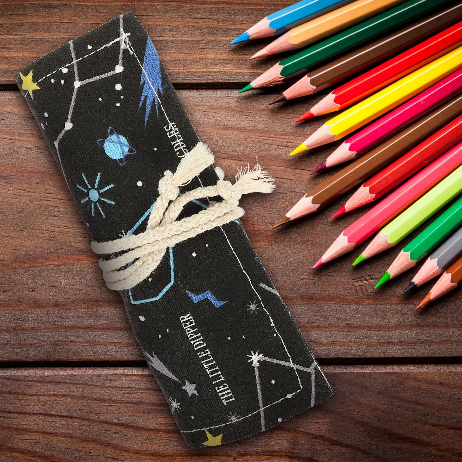 

Large Capacity Pen Bag Fabric Pencil Roll Up Case Colored Pencil Organizer Sketch Pens Roll Storage Holder for Student