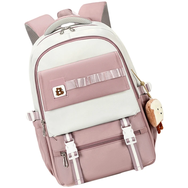 Teen Girls' Stylish Nylon Daypack with Laptop Compartment Practical School Bag Large Capacity Backpack Travel Rucksack E74B