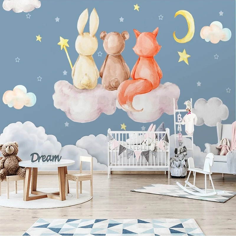 

Custom Mural Wallpaper 3D Modern Minimalist Cartoon Cloud Children's Room Background Wall Papel De Parede Tapety