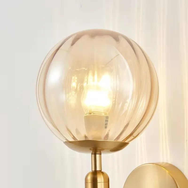 Glass Ball Led Wall Lamp Gold Modern Nordic Minimalist Sconces Lighting Living Bedroom Bedside Decoration Fixture Mirror Lights