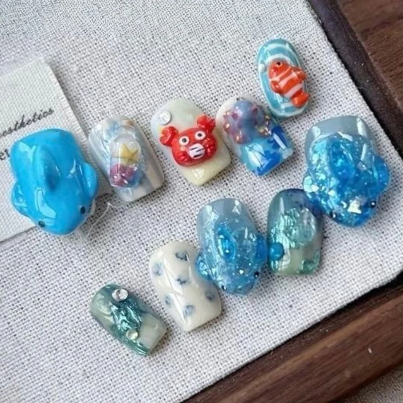 Summer Sea Starfish Fish Diy Silicone Manicure Nail Art Decorations Mold 1pcs Sea Shark Crab 3d Silicone Transparent Nail Mold