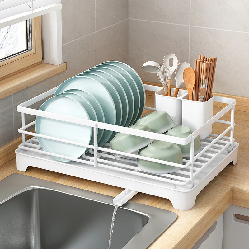 

Dish Drying Rack With Drainboard Dish Storage Racks With Removable Utensil Holder And Knife Slots Dish Drainer Kitchen Sink