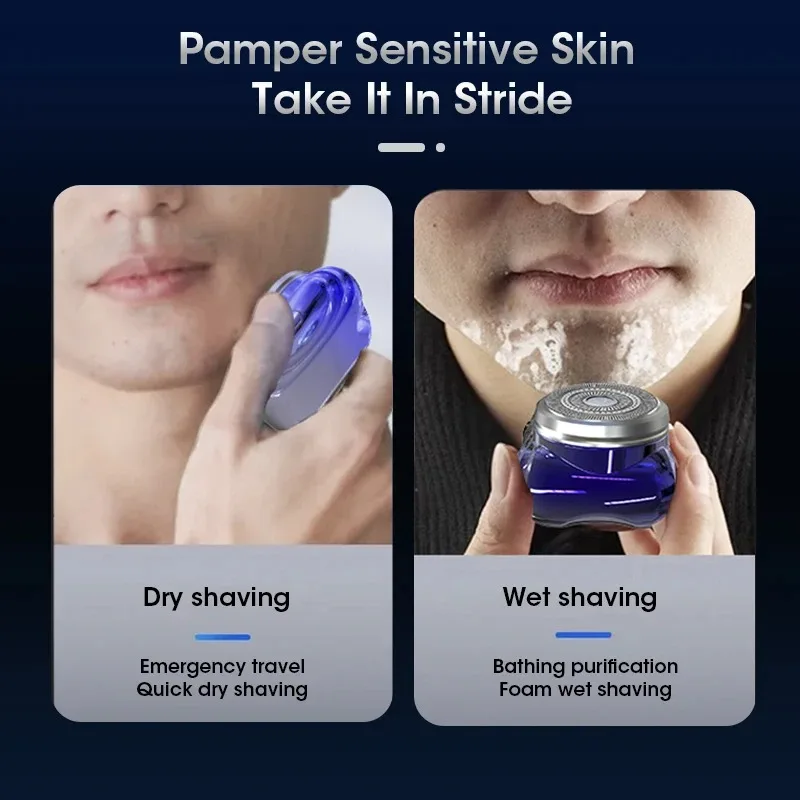 Portable Mini Electric Shaver Men's Wireless USB Rechargeable Beard Trimmer Washable Shaving Tool For Home Travel