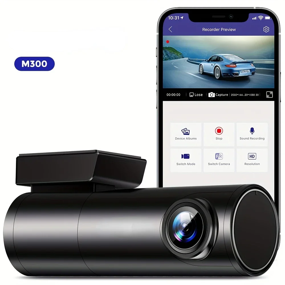 

Видеорегистратор M300 с функцией ночного видения, 1296P, Wi-Fi