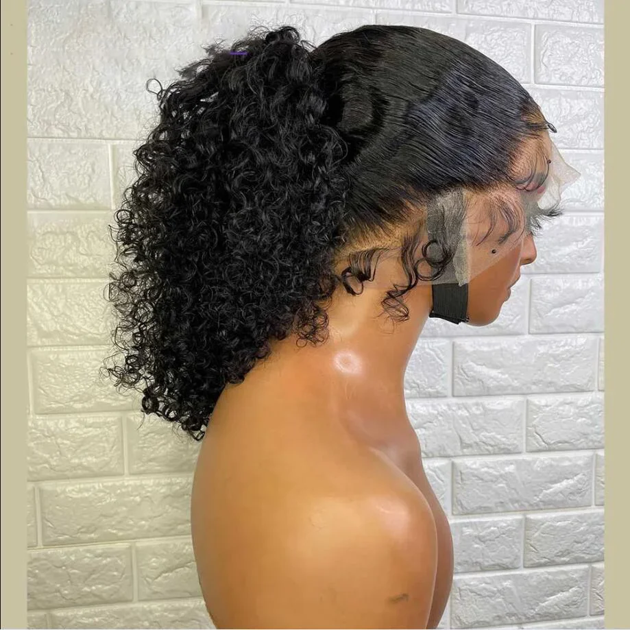 Long PrePlucked 180 Density Soft Deep Part Glueless Black 26 inch Kinky Curly Lace Front Wigs For African Women Babyhair Daily