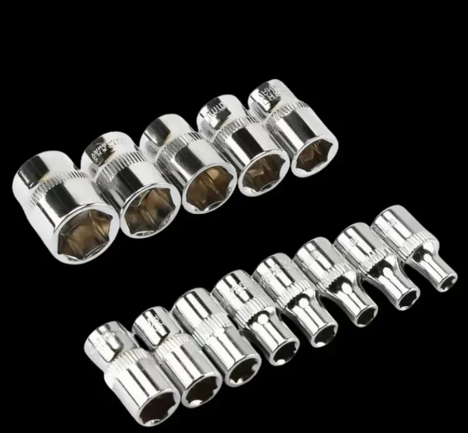 14PCS 1/4 Drive Inch Ratchet Wrench Socket Head Sleeve Set 4-14mm Double End Hand Tools for Home Auto Repair