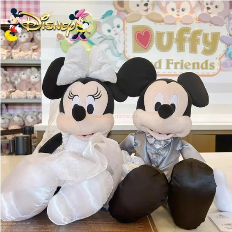 

Hot 45cm Disney Cute Mickey Minnie Wedding Dress Models Plush Stuffed Toys Kawaii Cartoon Dolls Couple To Give Gift Toy