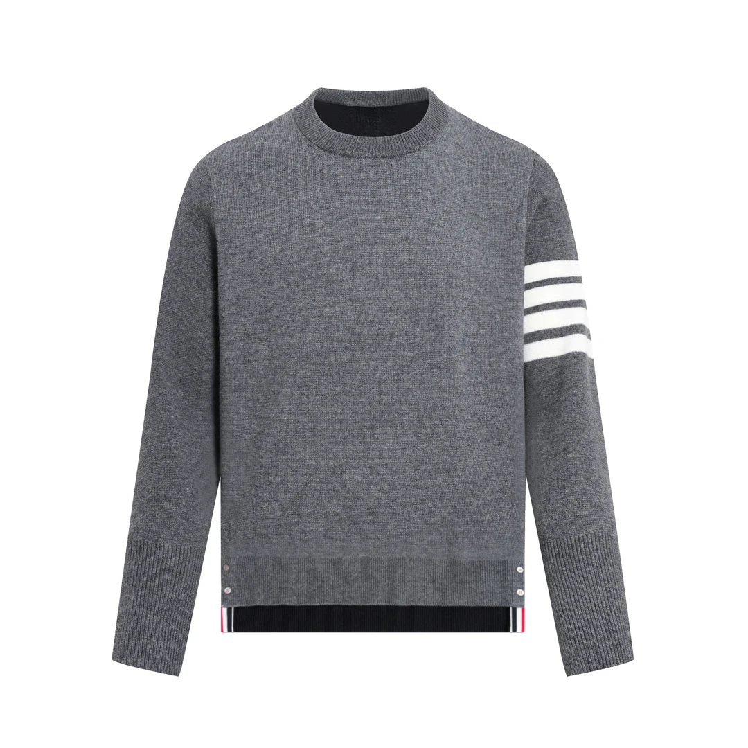 

Вязаный свитер унисекс с двусторонними цветными полосами, легкий, роскошный трикотаж, базовая модель