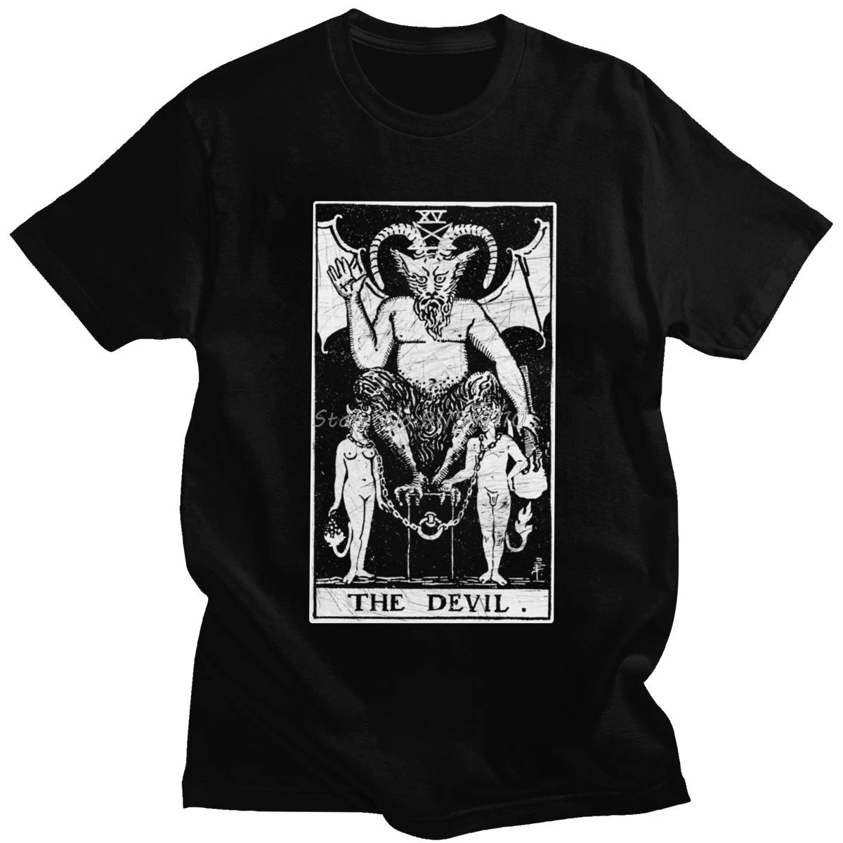 Novelty The Baphomet Devil Tarot Card T Shirt Men Cotton Major Arcana Fortune Telling Occult T-shirt Summer Tee Top