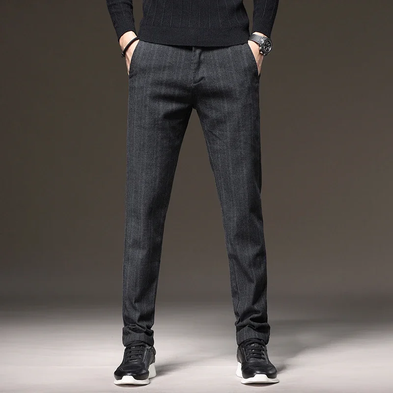 2025 ربيع الخريف جديد سراويل تقليدية رجال الأعمال موضة سليم تمتد أسود رمادي ماركة الملابس نحى بنطلون الذكور 28-38 #6