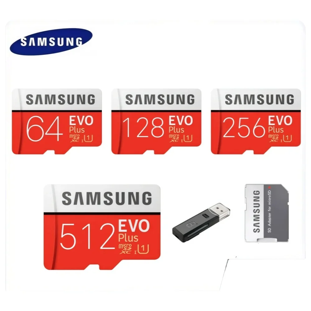 Oryginalna karta Micro SD SAMSUNG EVO PLUS, 64 GB, 128 GB, 256 GB, 512 GB, klasa U1, U3, MicroSDXC, maksymalna prędkość 100 Mb/s, karta pamięci flash TF do dronów, telefonów i kamer. — Zdjęcie 2 z 2