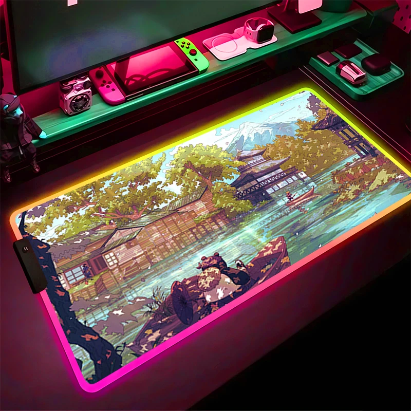 

RGB LED Mouse Pad Laptop Rubber Extended Pad Desk Mouse Mat Computer Game Mousepad Natural Landscape PC Accessories Keyboard Pad