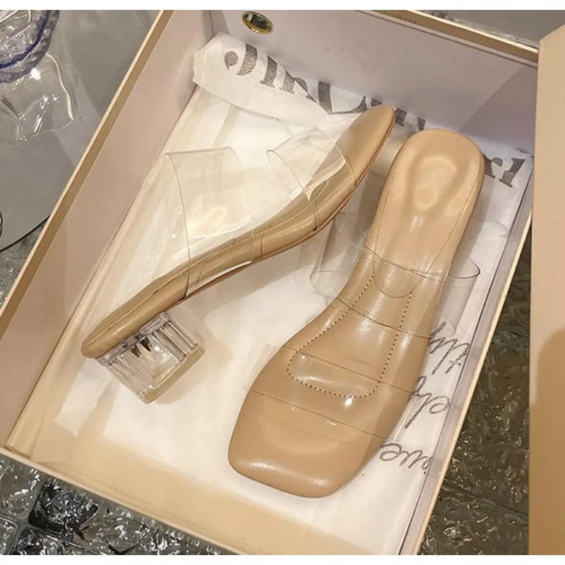 

Summer Women Pumps Sandals PVC Jelly Slippers Open Toe High Heels Women Transparent Perspex Slippers Shoes Heel Clear Sandals