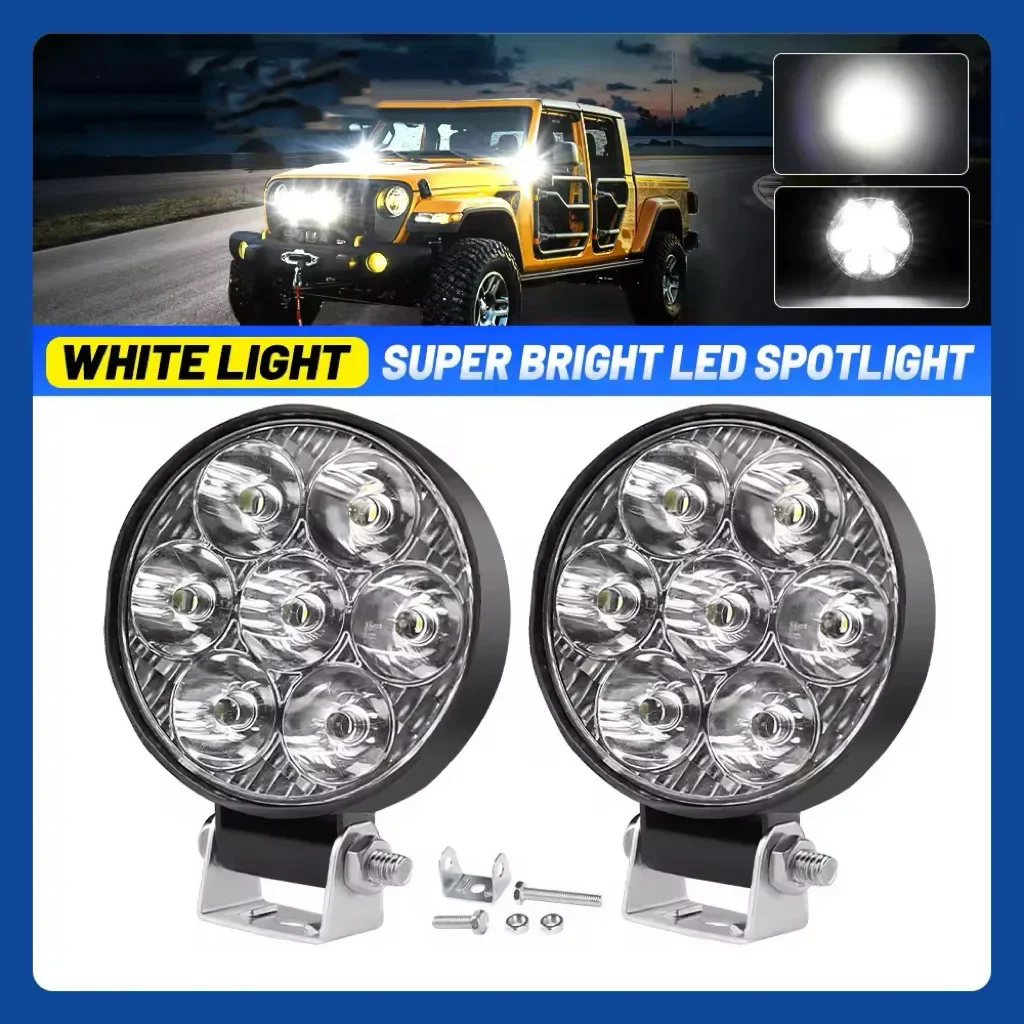 

HAOLIDE Led Car Work Light Mini 12-24V LED Offroad Truck Driving Lamp Motorcycle Spotlight 6500K Flood Beam IP68 for Car