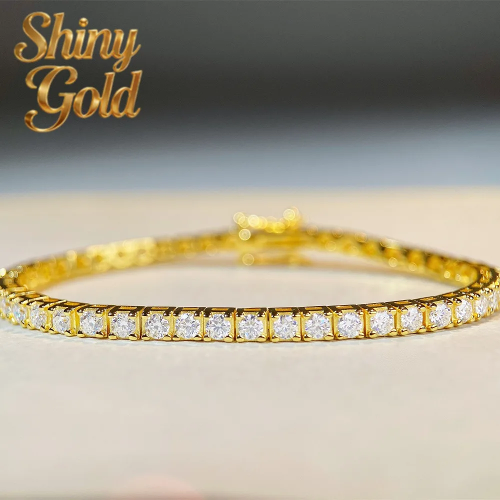 

ShinyGold Luxury 18K White Gold Solid Platinum PT950 Men Women 2.5MM 3MM 4MM 5MM Diamond Tennis Bracelet