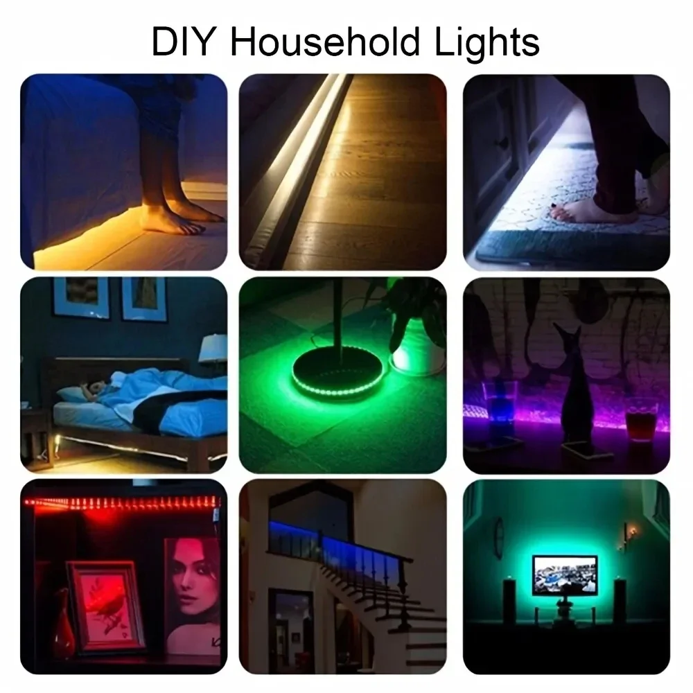 Controle Bluetooth LED Strip Lights para TV, Fita flexível, Luz de fundo, Decoração do quarto, 5V USB, RGB 5050