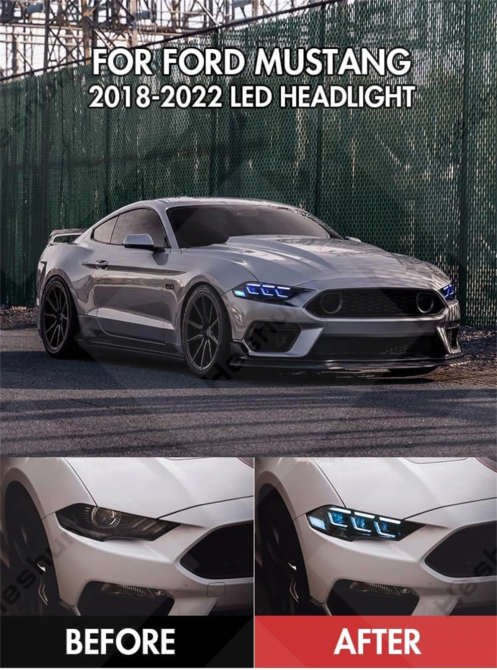 For Ford Mustang 2015-2017 Ford Mustang Shelby 2018-2020 GT500 Headlight Assembly LED Running Front Light HeadLamp Sequential