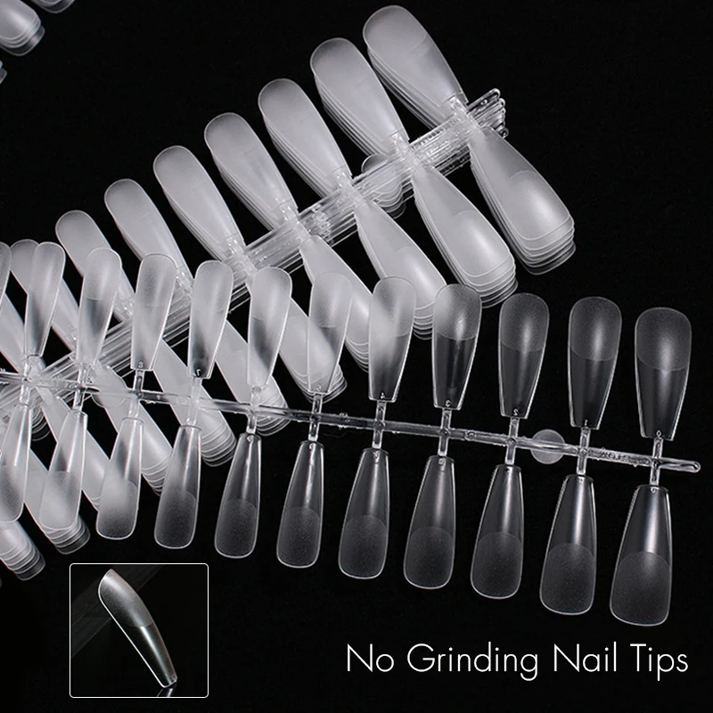 24pc False Nail Tips Matte&Transparent Tips Fake Nail Natural Coffin&Square False Nails Acrylic UV Gel Nail Polish Manicure Tool