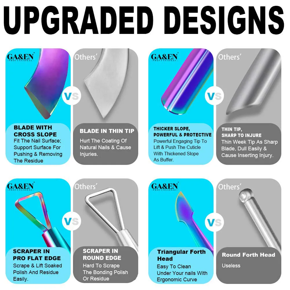 1 Stuks Dubbele Hoofd Rvs Cuticle Pusher Gel Polish Akten Huid Verwijderen Nagel Schraper Voor Pedicure Manicure Schoon zorg Gereedschap