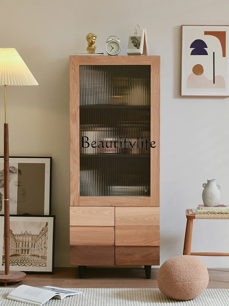 

S Simple Color Matching Display Cabinet Made of Glass Silent Style Storage Cabinet