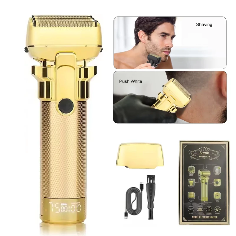 

7500RPM 3D Foil Stick Shavers Reciprocating Electric Shaver Professional Hair Clipper LED Display Machine Whitener Beard Knife