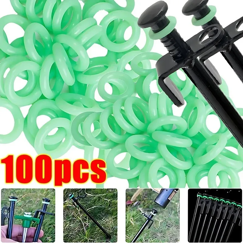 Fluorescent Silicone Tent Nail Ring Outdoor Luminous O-shaped Fishing Rod Rings Night Light Camping Hiking Tents Accessories