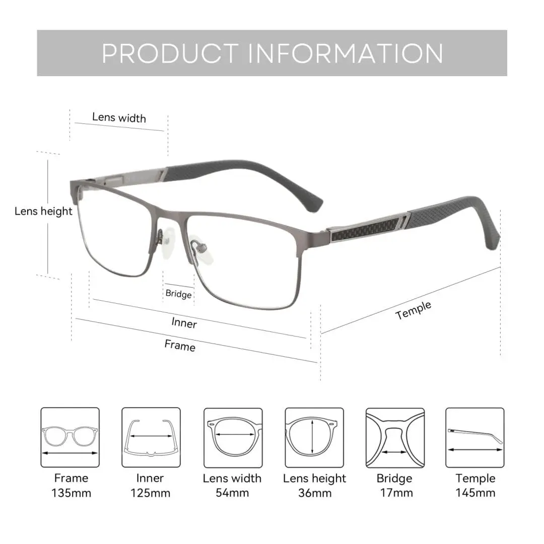 ZENOTTIC Square Carbon Fiber Frame Glasses