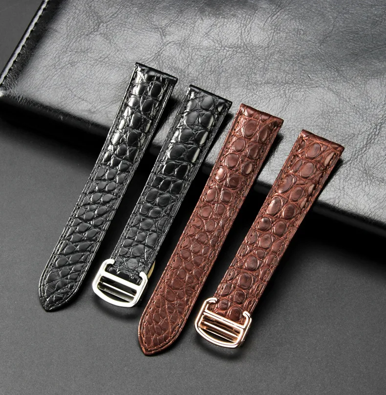 

Черный, коричневый, синий ремешок для часов Cartier, ремешок из крокодиловой кожи, танк Solo Key London Calibo, мужской браслет 20, 22, 23, 24 25