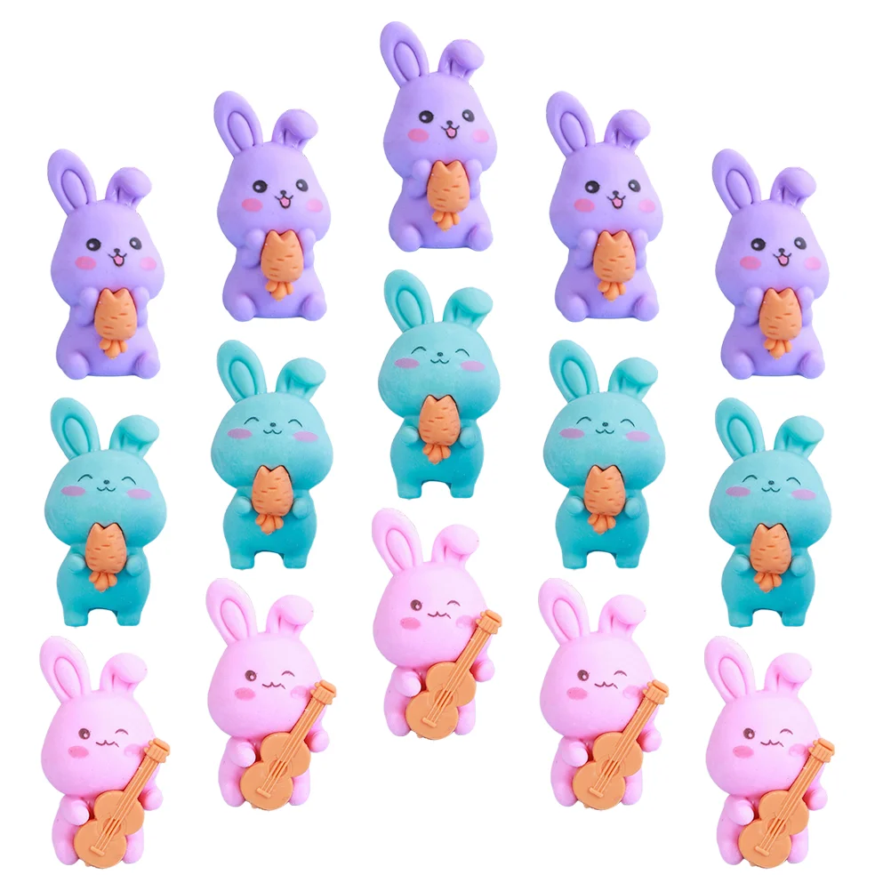 36 Pcs Shaped Erasers Cartoon Bunny Design for Study Drawing School Students Fun Portable Toy Gift Reward Multi Function