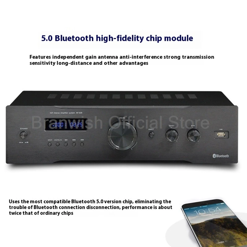 

150Wx2 HiFi Amplifier Bluetooth 5.0 Amp Panel Sound System Pure Direct Amp XLR Balanced Input Aluminum Alloy For Home Theater DJ