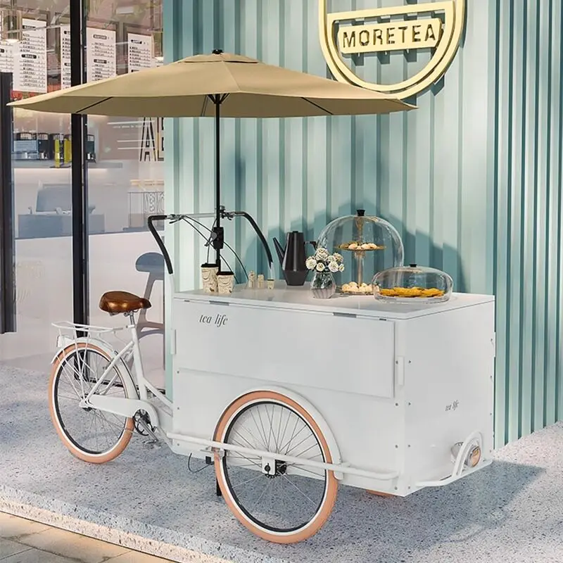 Outdoor creative wrought iron flower car upside down donkey tricycle mobile truck snack car commercial street display stall car
