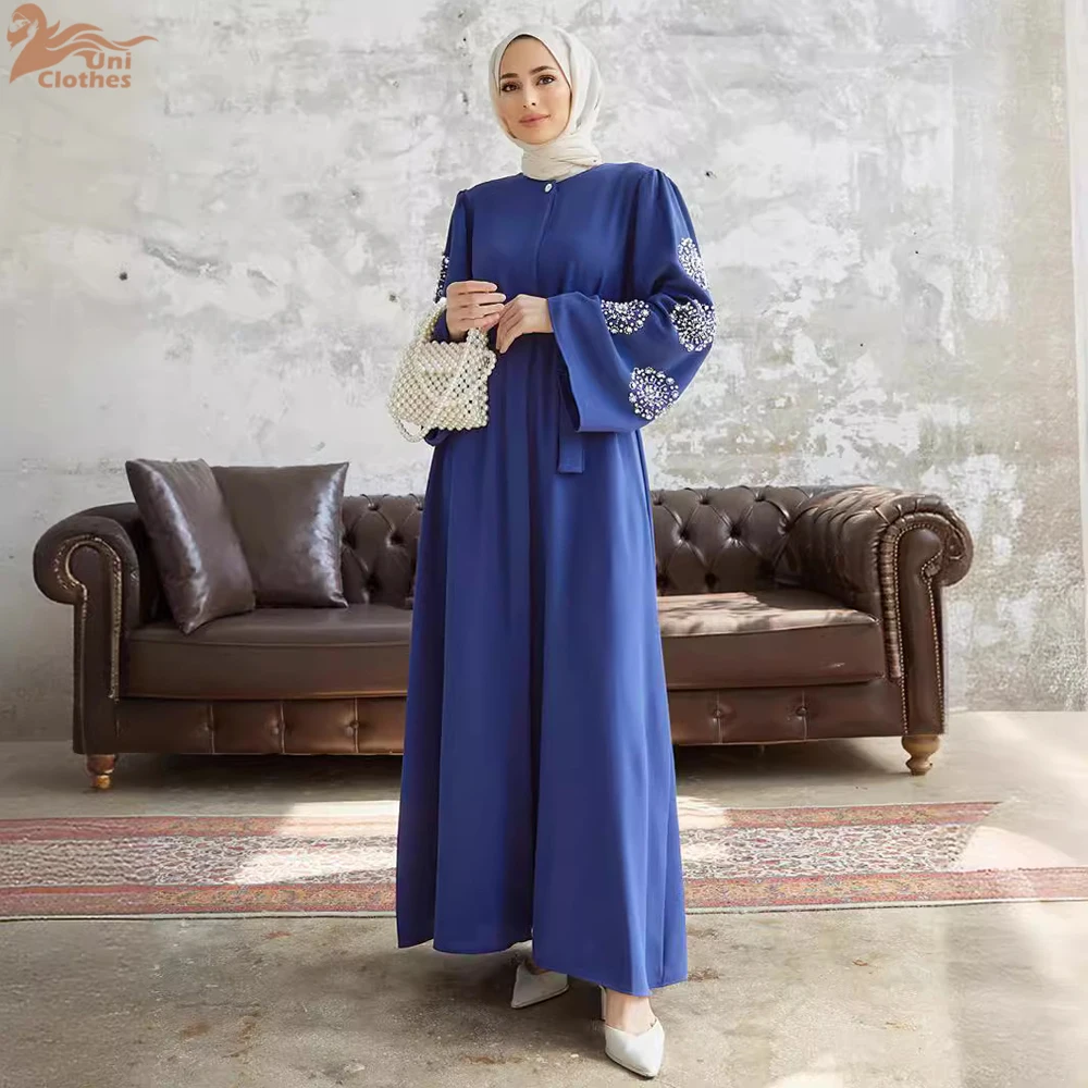 Ramadan Eid Beading Luxury Abaya Dubai Islam Muslim Kaftan Modest Dress Prayer Clothes For Women Kebaya Robe Musulmane Femme