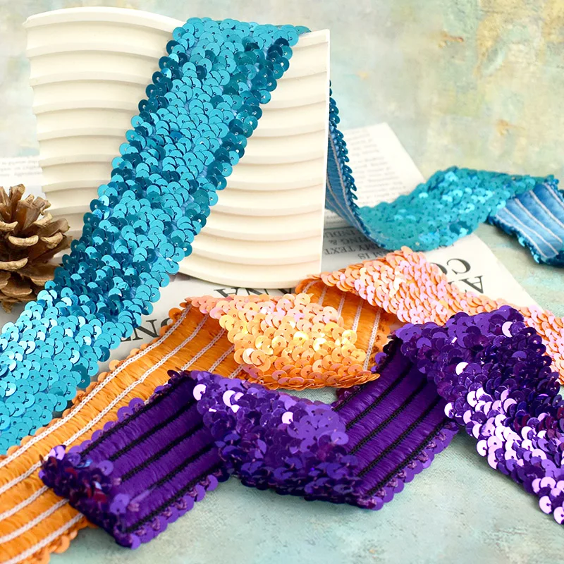 

5-20 м 45 мм эластичная лента с блестками для шитья одежды, кружевная отделка, эластичная лента, украшение для танцевального платья «сделай сам», аксессуары с аппликацией