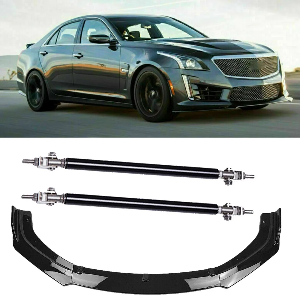 Front Bumper Cover Lip Spoiler Splitter Kit Trim Gloss Black For Cadillac CTS United States