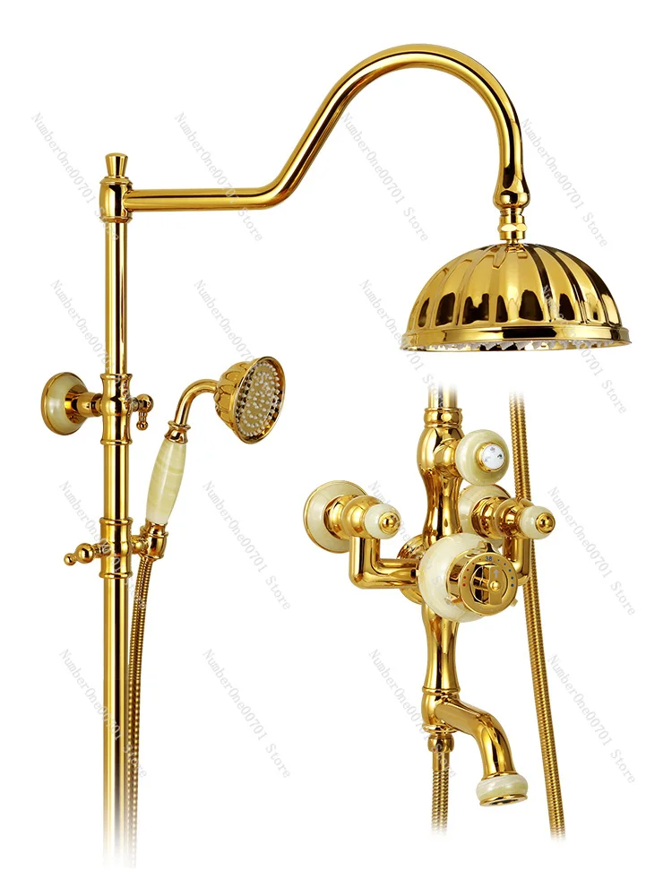 European-Style Copper Shower Suit Home Bathroom Bath Constant Temperature Shower Bathroom Rain Golden Boost Nozzle