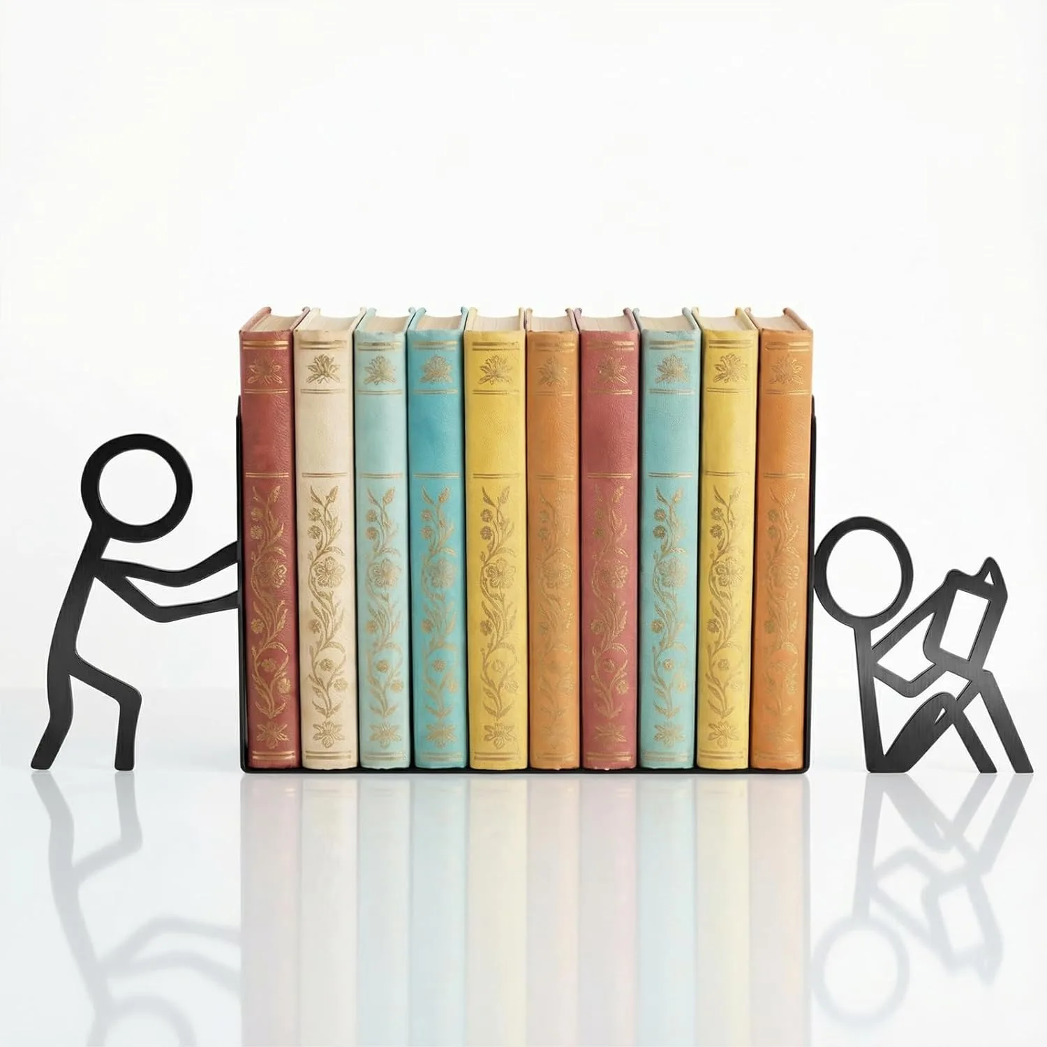 

Decorative Bookend with Fun Character Design for Bookshelf, Sturdy Metal Book Ends for Home Office School Library, Cute Gift for