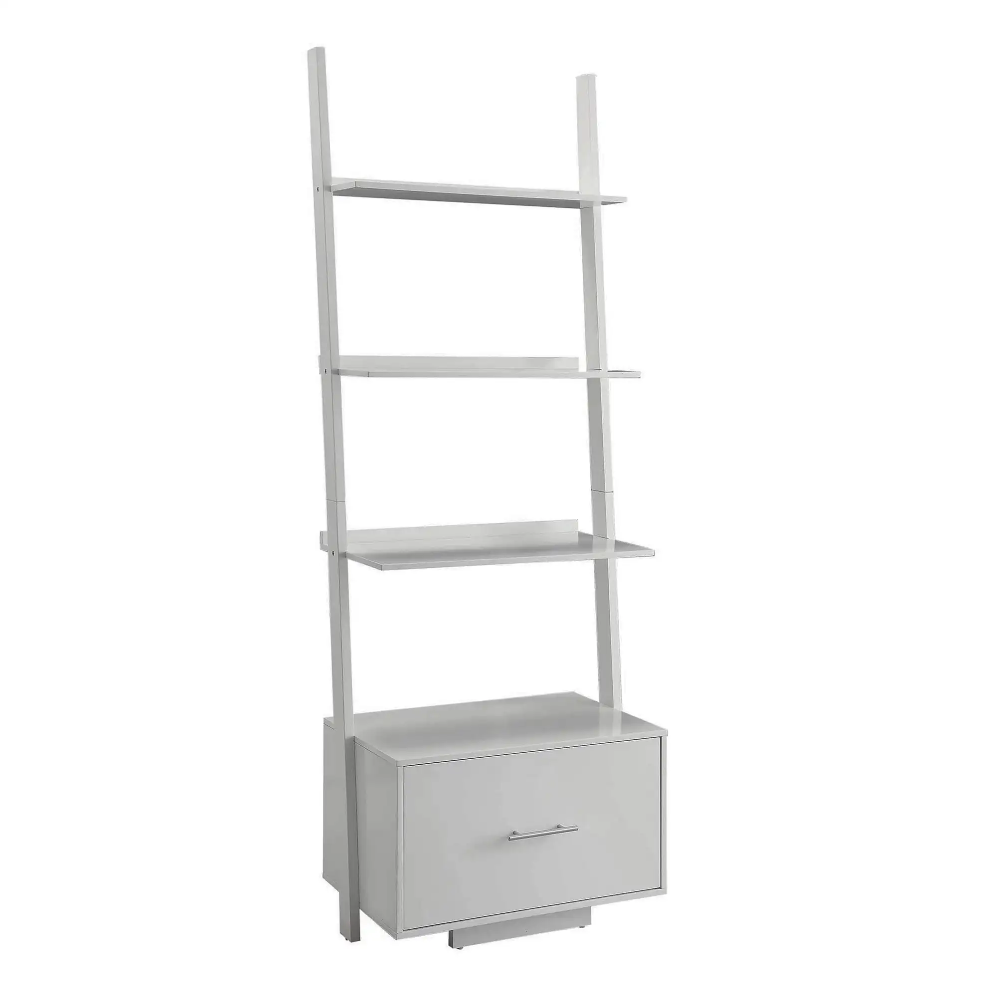 

American Heritage Ladder Bookcase with File Drawer, White