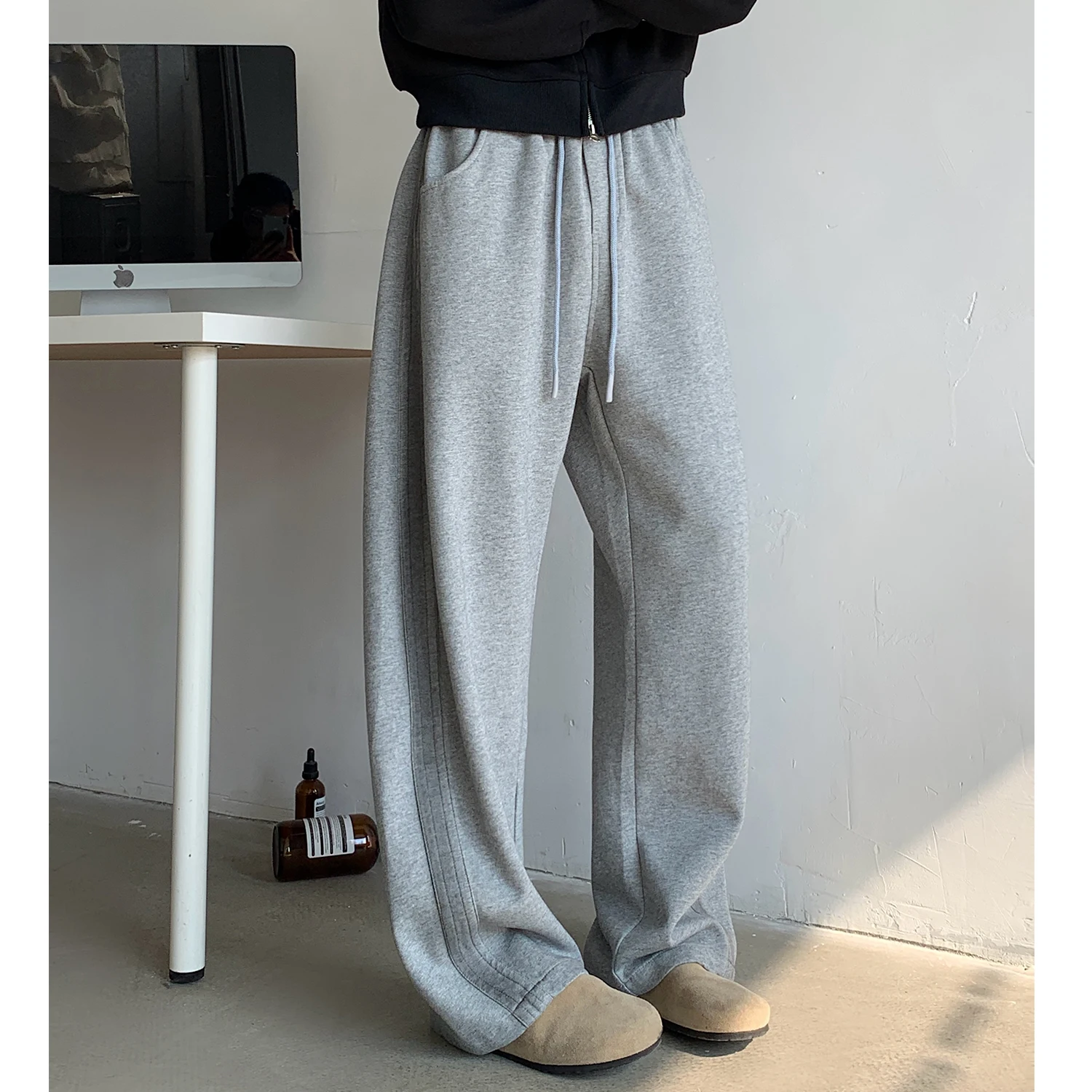 

Новые мужские повседневные брюки с боковыми полосками, широкие спортивные брюки для активного отдыха, прямые спортивные штаны, нейтральные, высококачественные, длинные, свободные брюки.