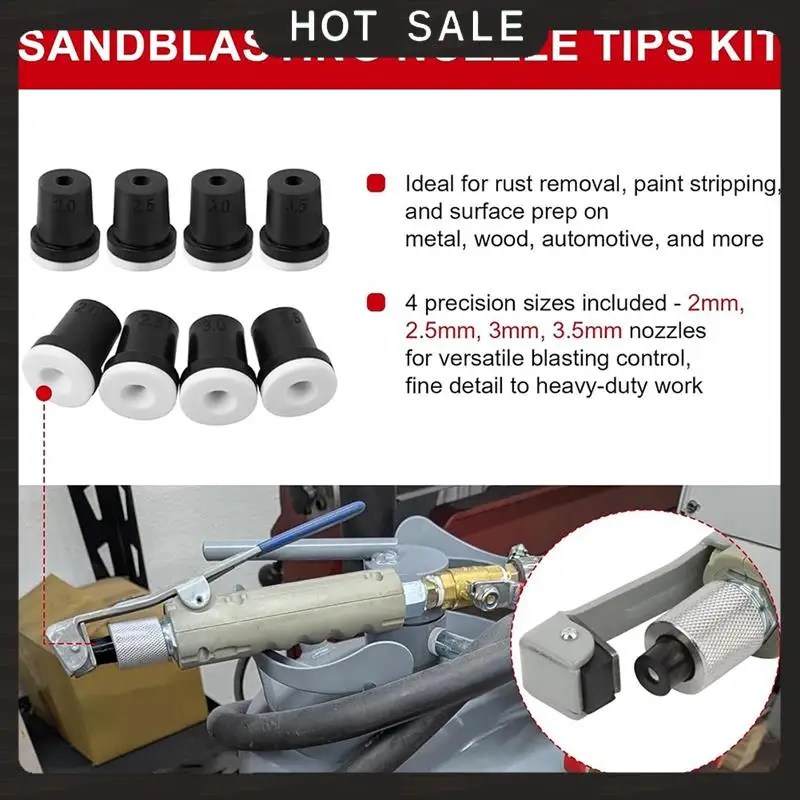 24-Hour Delivery Sandblasting Gun Replacement Tips Kit-  Nozzles 2Mm/2.5Mm/3Mm/3.5Mm(8 Pieces) For Sandblaster-Abrasive B