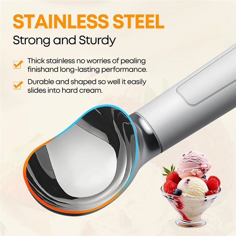 Cuchara para helado eléctrica A88X, cuchara para helado calentada, acero inoxidable, color blanco
